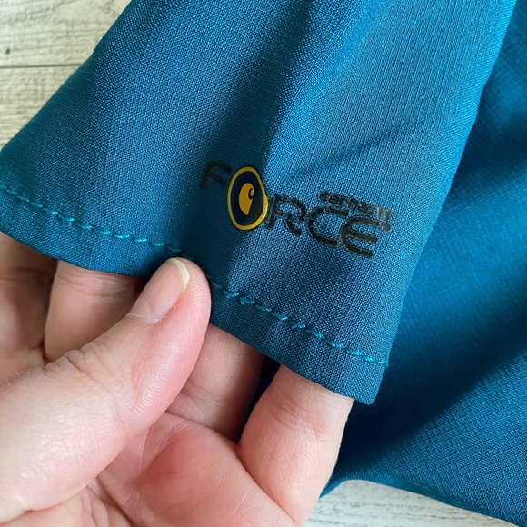 Carhartt Force Scrub Top Women’s Large Teal Blue Short Sleeve Pockets - Picture 3 of 7